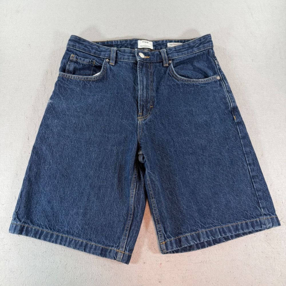 Cotton On Baggy Denim Shorts Mens 30 Dark Wash 90s Loose Fit
